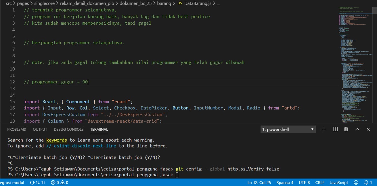 Pesan programmer yang ̷p̷u̷t̷u̷s̷ ̷a̷s̷a̷  penuh semangat